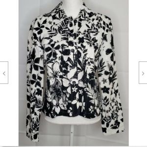 Christopher Banks Jacket XL Black White Linen